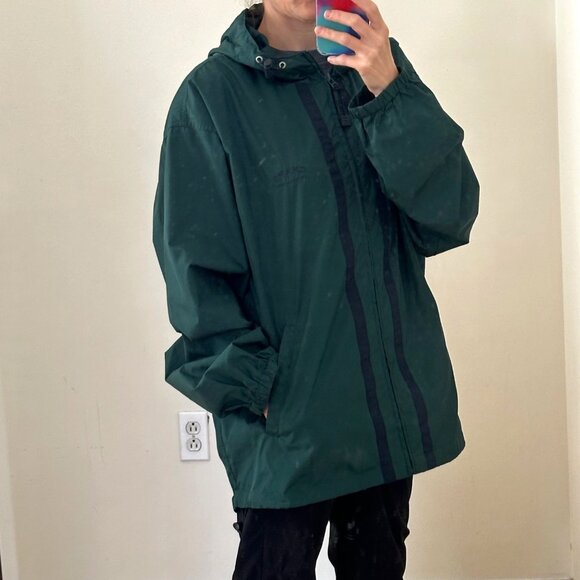 Chaps Ralph Lauren Vintage 90s Hunter Green Hooded Windbreaker Rain Anorak Sz LG - Picture 8 of 9